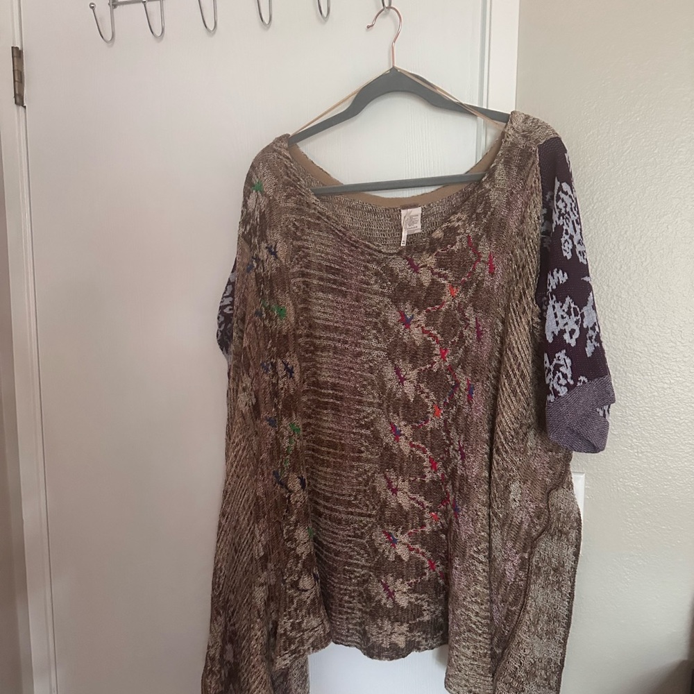Free People Textured Knit Top in Brown